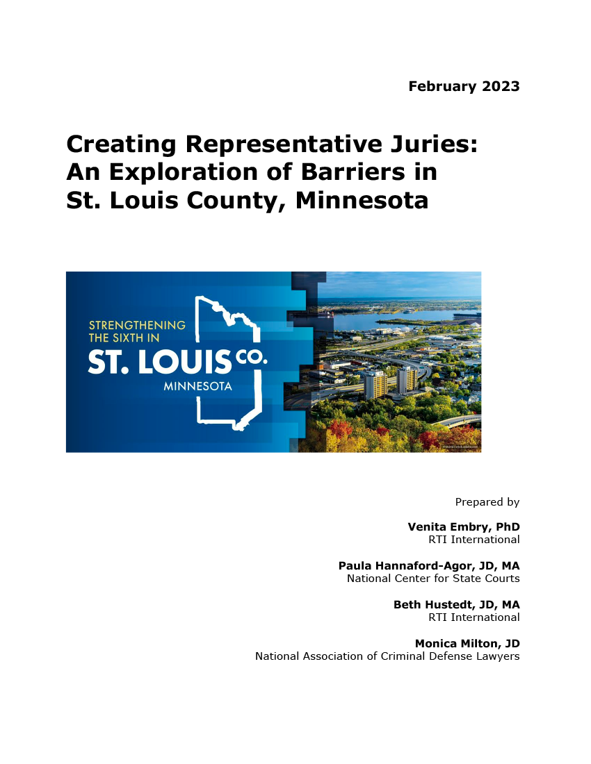 Report: Creating Representative Juries: An Exploration of Barriers in St. Louis County, MN